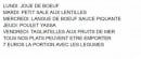 Menu Le Cameleon - Menus de la semaine 