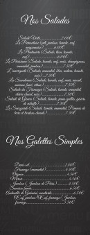 Menu La Crêperie - Salades et galettes simples 
