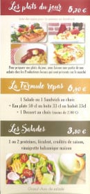 Menu La Sand'tricherie - Plats du jour, formule repas et salades 