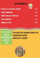 Menu Le Tex Mex - Les desserts et le formule midi