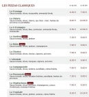 Menu Le Kiosque à Pizzas - Les pizzas classiques 
