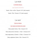 Menu Le Cilaos - Les formules midi et soir