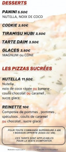 Menu Marc Pizza 24 - Les desserts et pizzas sucrées