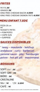 Menu Marc Pizza 24 - Les menus enfants, frites et boissons,.....