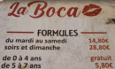 Menu La Boca - Les formules