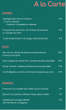 Menu L'Atelier des Sens - Le menu à la carte