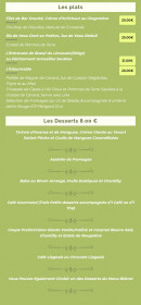 Menu Hôtel de France - Les plats et desserts