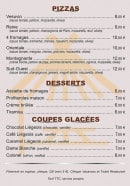 Menu La Paillote de Saint Saud - Pizzas, desserts et coupes glacées