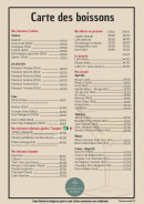 Menu Les Berges - La carte des boissons