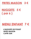 Menu Le Casse Dalle - Les frites maison et menu enfant