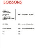 Menu Le Casse Dalle - Les boissons
