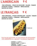 Menu Le Casse Dalle - Les sandwichs