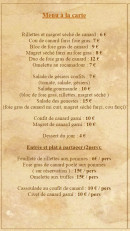 Carte et menu de La ferme Auberge des Genestes à Saint Genies — Menu à la carte