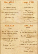Carte et menu de La ferme Auberge des Genestes à Saint Genies — Les menus