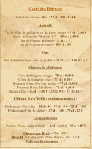 Carte et menu de La ferme Auberge des Genestes à Saint Genies — Les boissons