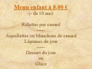 Carte et menu de La ferme Auberge des Genestes à Saint Genies — Menu enfant