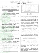 Menu Côté Jardins - Les tartines, entrées, plats,...