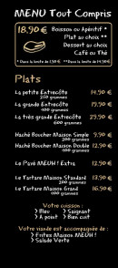 Carte et menu de Meuh à Boulazac Isle Manoire — Menu