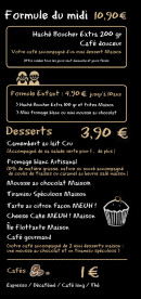 Carte et menu de Meuh à Boulazac Isle Manoire — Formule du jour
