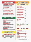 Menu 421 pizza - les entrées, salades, desserts et boissons