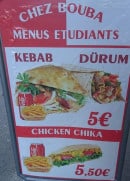 Menu Chez Bouba - kebab durum