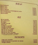 Menu Saveurs d'Asie - Les bœufs, riz et desserts