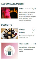 Menu Veggie's Corner - Les accompagnements et desserts