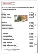 Menu Le Bambi - Viandes 