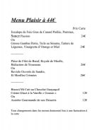 Carte et menu de Auberge des moulins à Pont les Moulins — Le menu à 44€