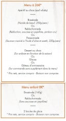 Menu La Caburade - menu à 26€ et menu enfant