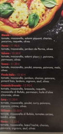 Menu La gouille - Pizzas suite