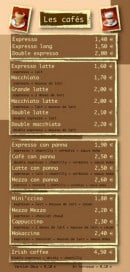 Menu Express O Live - Les cafés