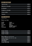 Menu La bella italia - Les desserts et glaces