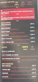 Menu Che mika - Les tacos, les burgers chicken et snackings,......