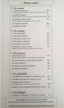 Menu Le Vieux Terroir - Entrées, viandes, poissons,....