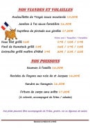 Menu Les Balcons De La Perche - Les viandes et poissons