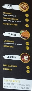 Menu L'ottantic - Les pides, plus et desserts