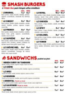 Menu Le Cheesy - Smash burgers et sandwichs