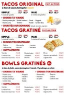 Menu Le Cheesy - Les tacos et bowls gratinés