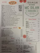 Carte et menu de Mc Dilan à Saint Vit — Les pizzas, pâtes, salades, paninis, menus enfant et tacos
