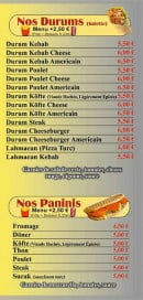 Menu Kebab De La Place - Durums et paninis 