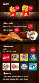 Menu O'Zey - Frites, desserts, boissons,...