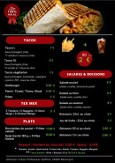 Menu Belnova - Les tacos, tex mex et plats,...