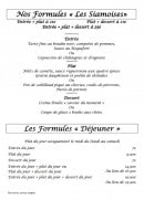 Menu La Cuisine - Les formules menus (suite)