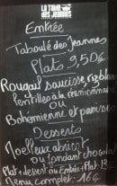 Menu La Table des Jeannes - Un exemple d' ardoise du jour