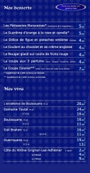 Menu Mamounia - Les desserts et vins
