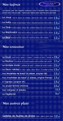 Menu Mamounia - Les tajines et couscous