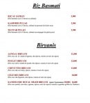 Menu Restaurant Kathmandu - Les biryanis