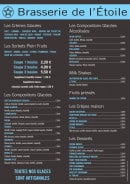 Carte et menu de Brasserie de l' étoile à Buis les Baronnies — Le compositions glacées, milkshakes...