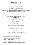 Menu La Petite France - Les menus à 26€